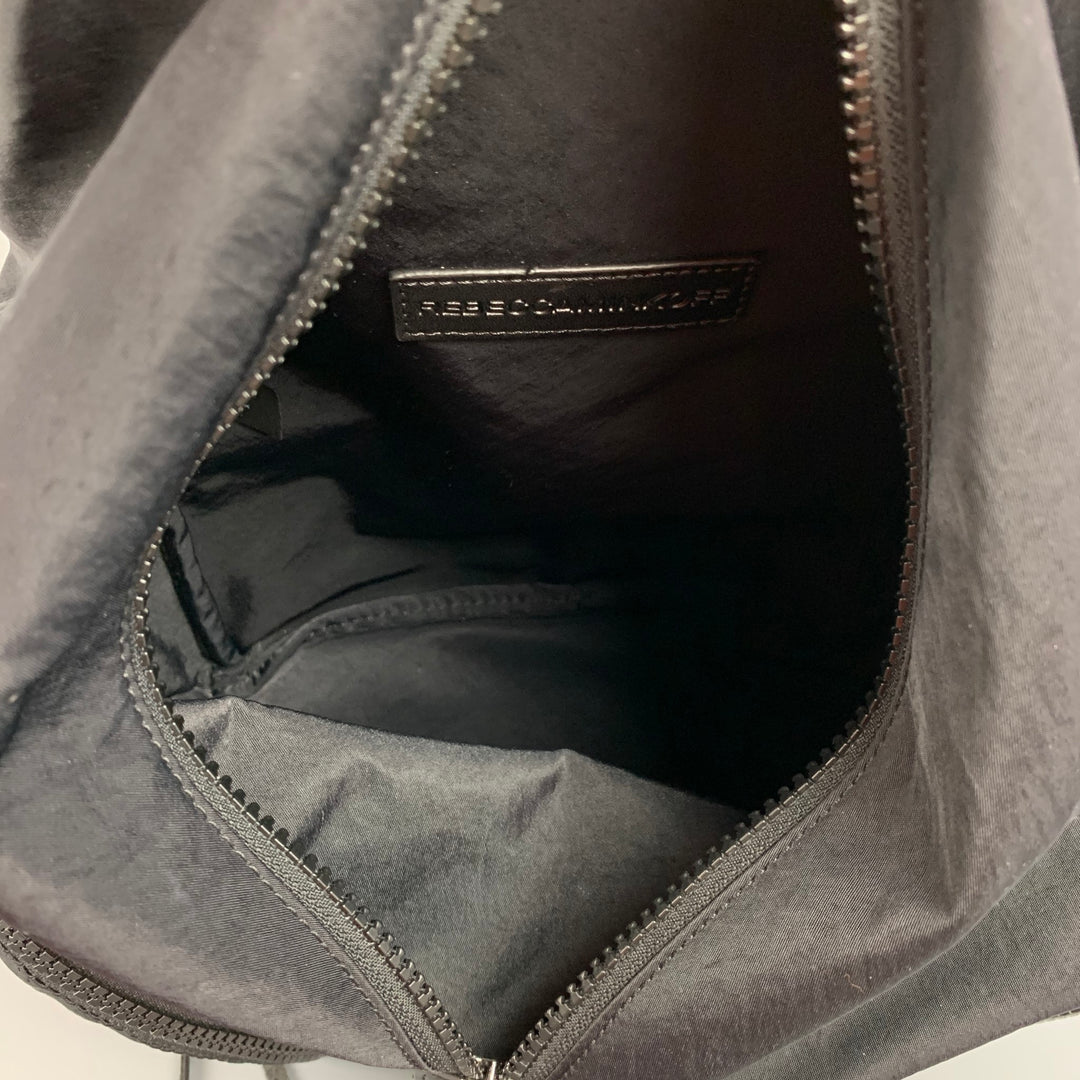 REBECCA MINKOFF Black Nylon Leather Backpack