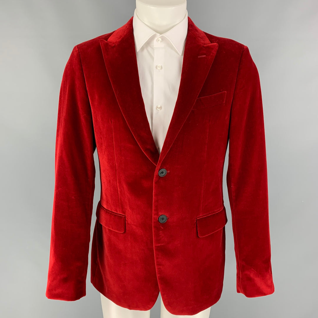 JOHN VARVATOS * U.S.A. Size 40 Regular Red Velvet Cotton Sport Coat