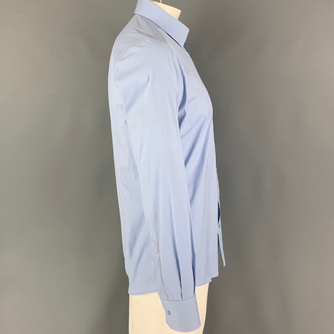 DOLCE & GABBANA Size L Light Blue Cotton Blend Long Sleeve Shirt