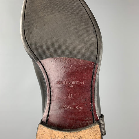 LOUIS VUITTON Size 12 Slate Antique Leather Harness Boots