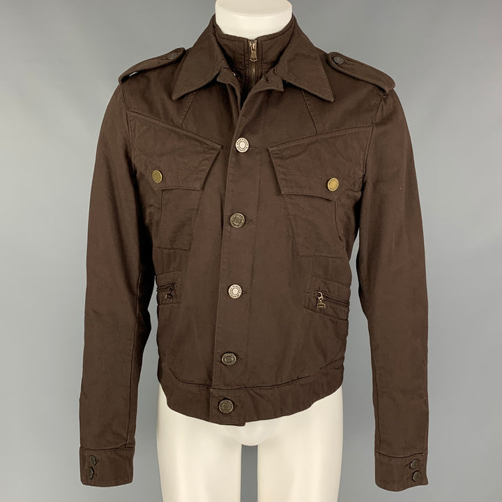 JEAN PAUL GAULTIER Size 40 Brown Button Up Simulated Vest Sailor Back Jacket