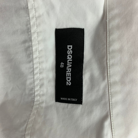 DSQUARED2 Size S White & Orange Cotton Button Up Long Sleeve Shirt