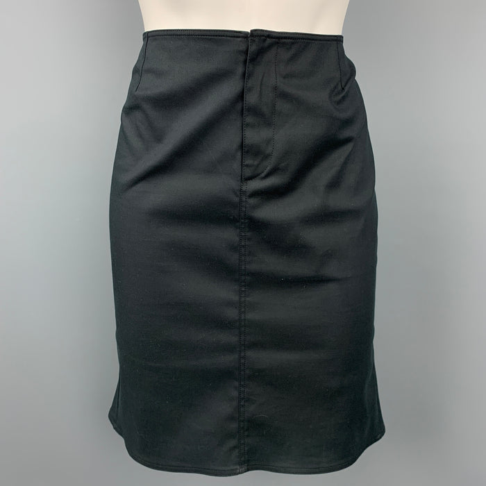 PRADA Size 2 Black Cotton Blend Flounce Skirt