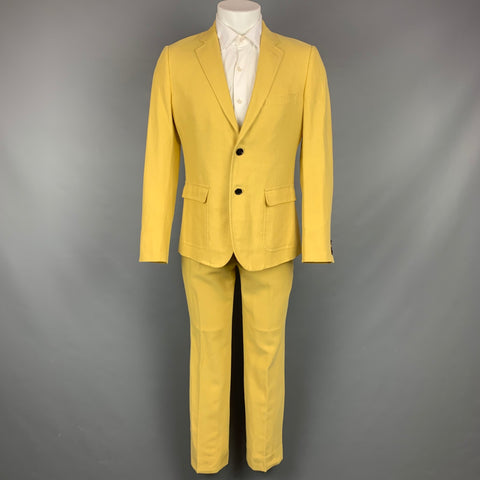 BAND OF OUTSIDErs Size 40 Yellow Linen / Cotton Notch Lapel Suit
