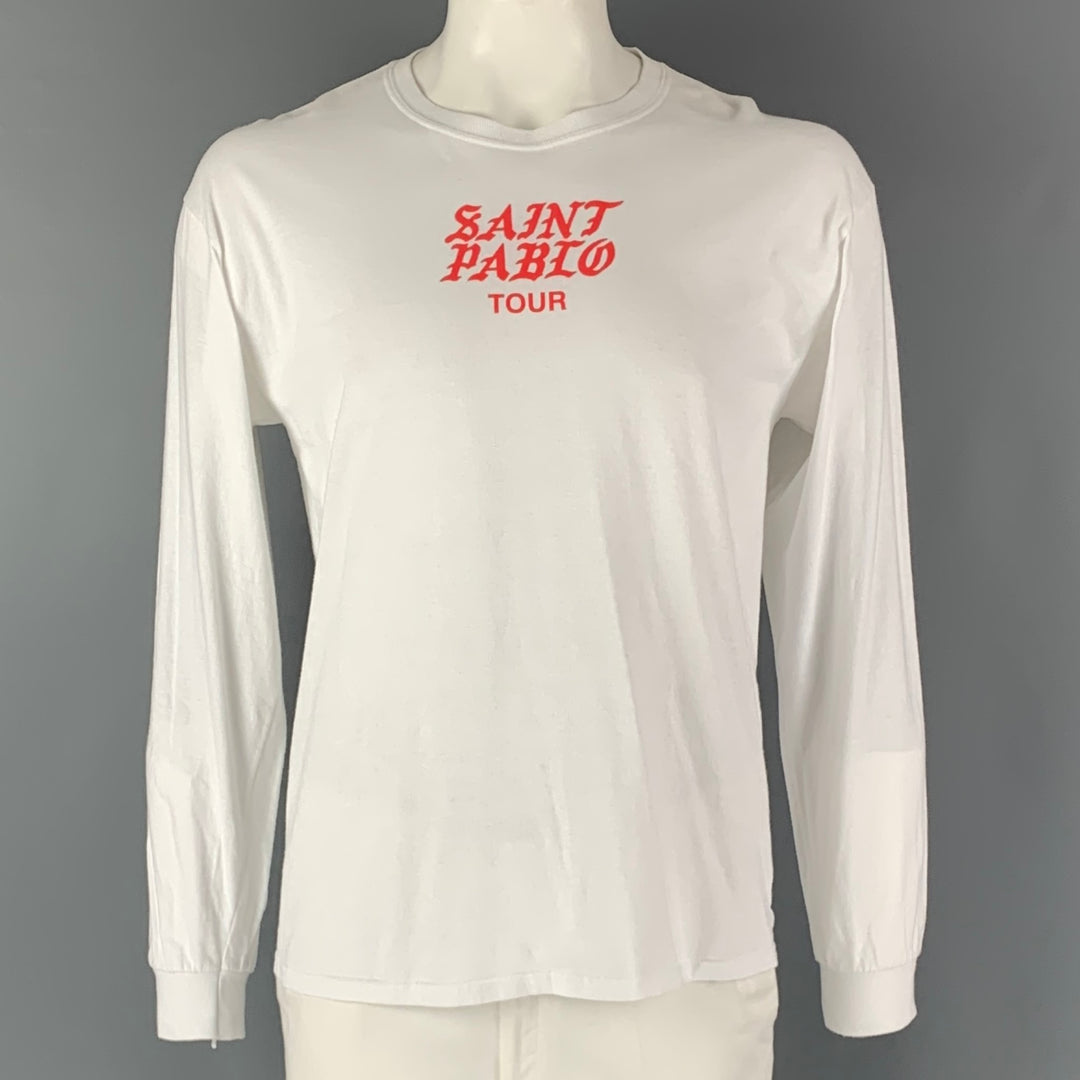 SAINT PABLO Size L White & Red Graphic Cotton Crew-Neck T-shirt