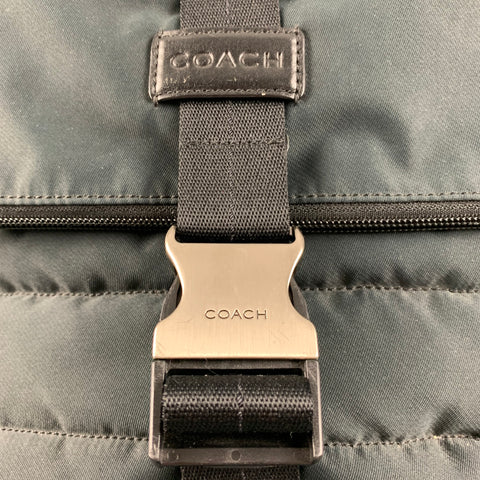 COACH Grey Dark Green Mixed Fabrics Suede Fabric Backpack