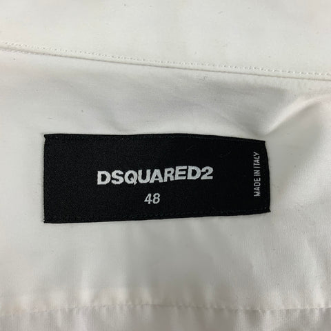 DSQUARED2 Size S White Black Applique Cotton Tuxedo Long Sleeve Shirt