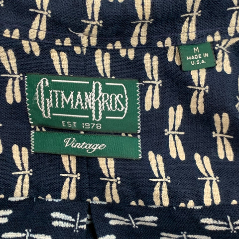 GITMAN VINTAGE Size M Indigo & Beige Print Cotton Button Down Long Sleeve Shirt
