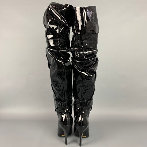TOM FORD Botas de 105 mm de charol negro arrugadas Talla 7.5