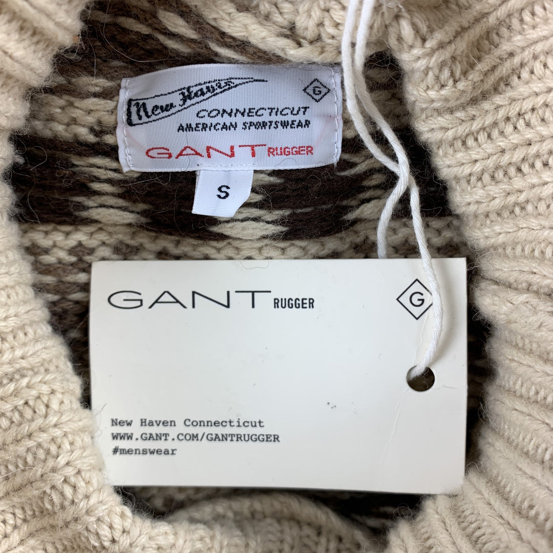 GANT RUGGER Size S Khaki Knitted Wool / Alpaca Turtleneck Sweater