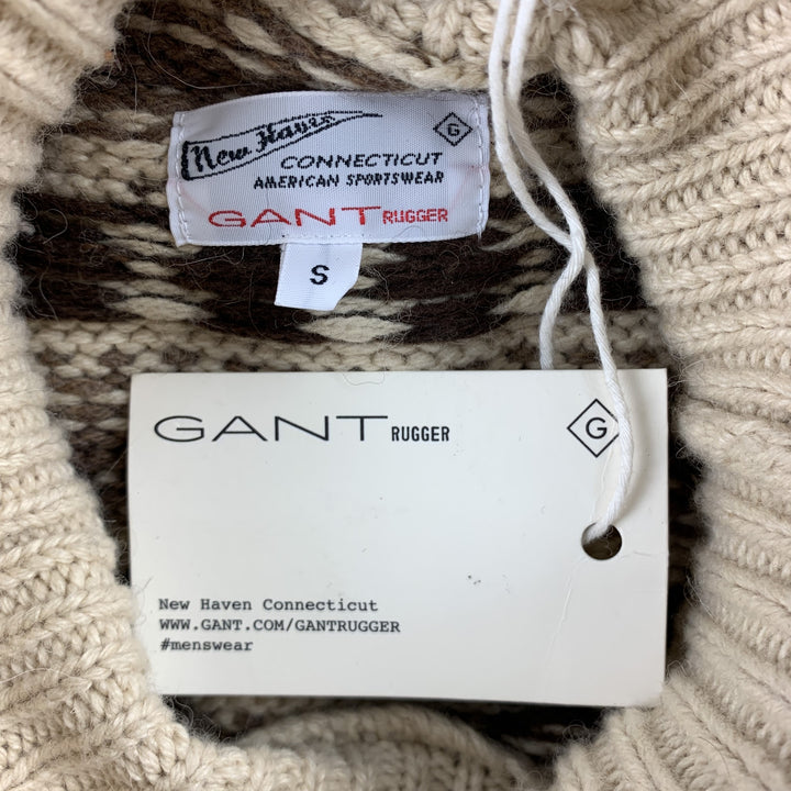 GANT RUGGER Talla S Jersey de punto de lana/alpaca con cuello alto color caqui