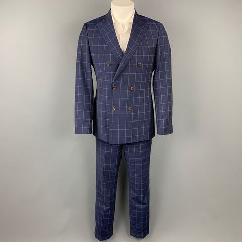 SAMUELSOHN para WILKES BASHFORD Talla 38 Traje regular de lana / mohair con panel de ventana azul marino y blanco