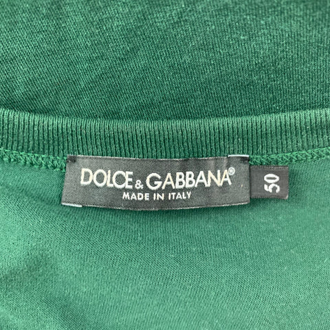 DOLCE & GABBANA Size M Forest Green Cotton Crew-Neck T-shirt