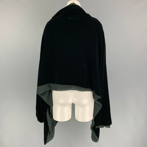 JEAN PAUL GAULTIER Size 8 Black Velvet Rayon Silk Draped Jacket