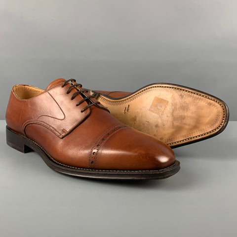 BALLY Size 11 Tan Leather Cap Toe Lace Up Shoes