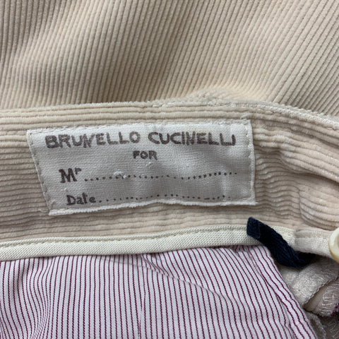 BRUNELLO CUCINELLI Talla 30 Pantalones casuales con bolsillos cargo de pana color crema