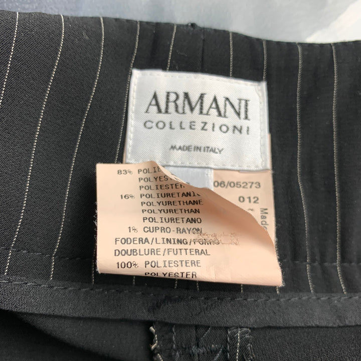 ARMANI COLLEZIONI Size 8 Black Pinstripe Polyester Blend Wide Leg Dress Pants