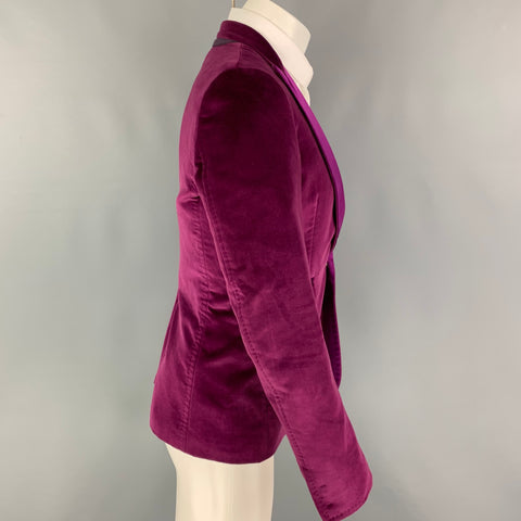 DSQUARED2 Size 36 Magenta Velvet Cotton Velvet Peak Lapel Sport Coat