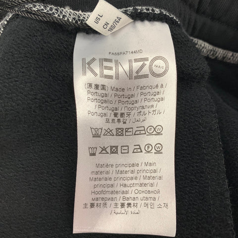 KENZO Size L Black Contrast Stitch Cotton Sweatpants