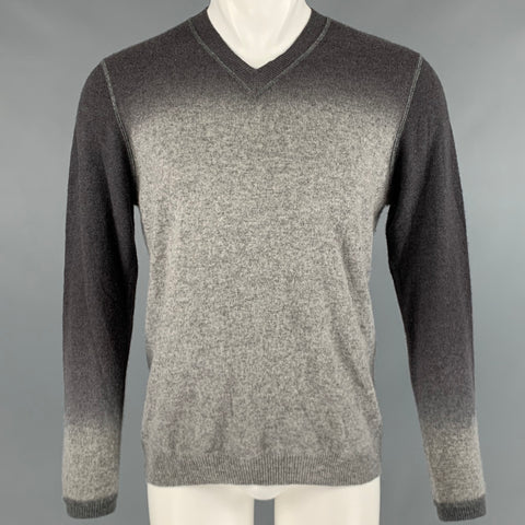 AUTUMN  CASHMERE Size M Grey Ombre Cashmere V-Neck Pullover