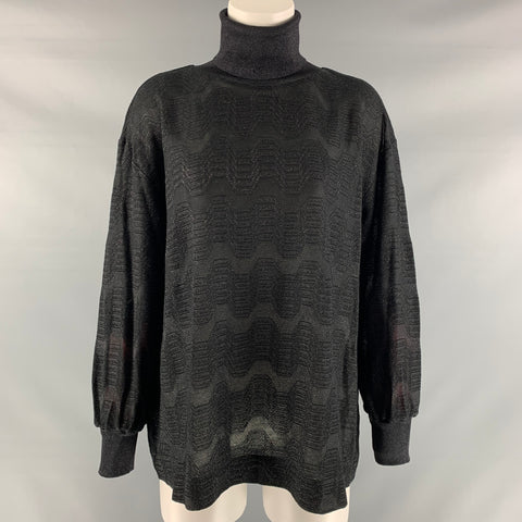 M MISSONI Taille L Pull à col roulé métallisé noir