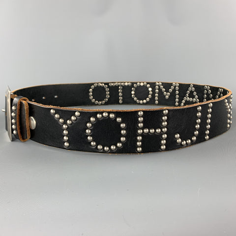 Vintage YOHJI YAMAMOTO Size 32 Black Studded Name Leather Belt