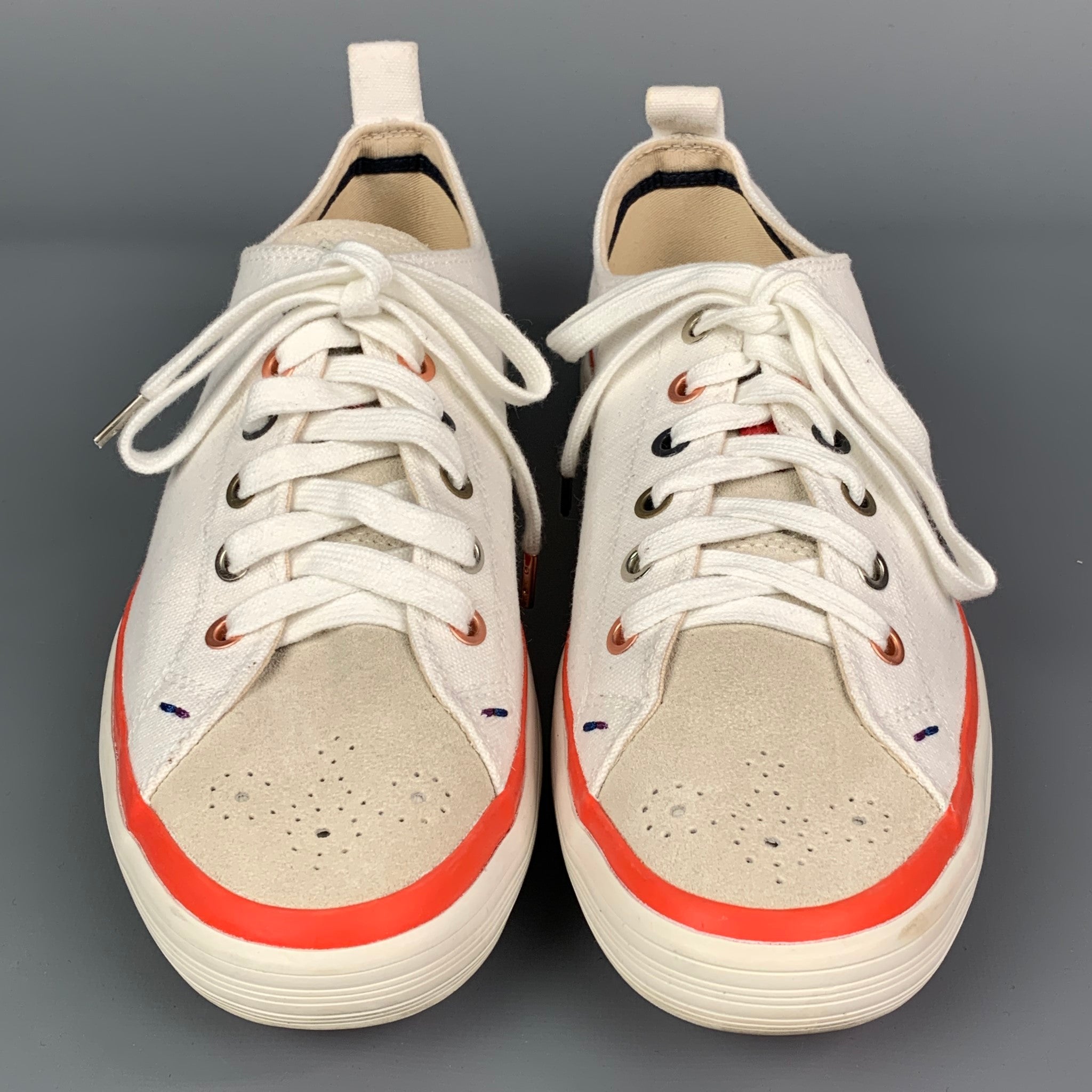 PAUL SMITH Size 7 White Canvas Lace Up Bernard Trainer Sneakers Sui Generis Designer Consignment