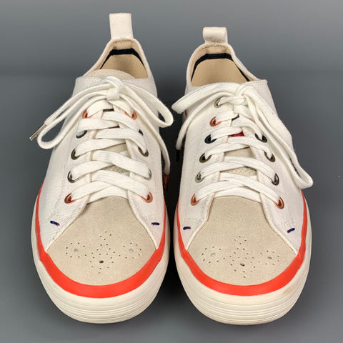 PAUL SMITH Size 7 White Canvas Lace Up Bernard Trainer Sneakers