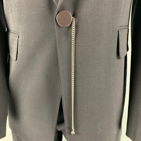 DIRK BIKKEMBERGS  Size 40 Black Solid Wool  Elastane Notch Lapel Suit