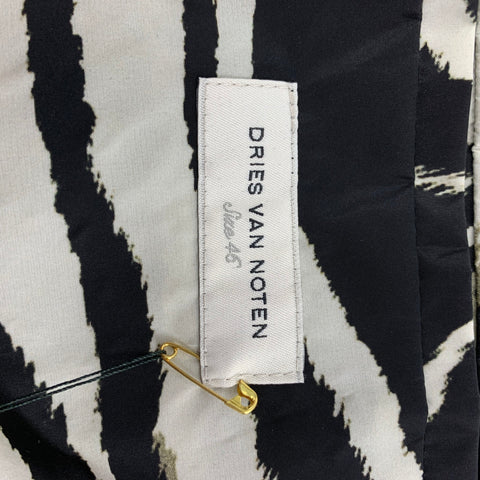 DRIES VAN NOTEN SS 20 Size 36 Black & White Zebra Polyamide Coat