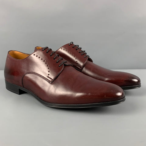 BALLY Size 11.5 Burgundy Leather Lace Up Shoes