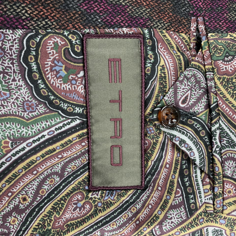 ETRO Chest Size 42 Print Multi-Color Wool Blend Notch Lapel Sport Coat