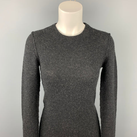INHABIT Suéter con cuello redondo en mezcla de cachemira y punto color carbón talla M