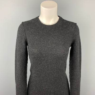 INHABIT Size M Charcoal Knitted Cashmere Blend Crew-Neck Sweater