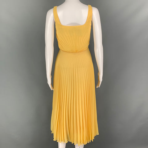 MARCO de VICENZO Size 4 Yellow Polyester Pleated Flared Mini Dress