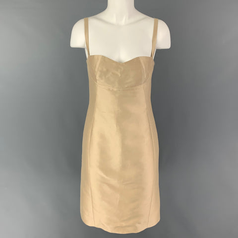 VERSUS by GIANNI VERSACE Size 4 Champagne Cotton Silk Cocktail Dress