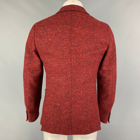 GUCCI Size 38 Red Multi-Color Tweed Wool Notch Lapel Sport Coat