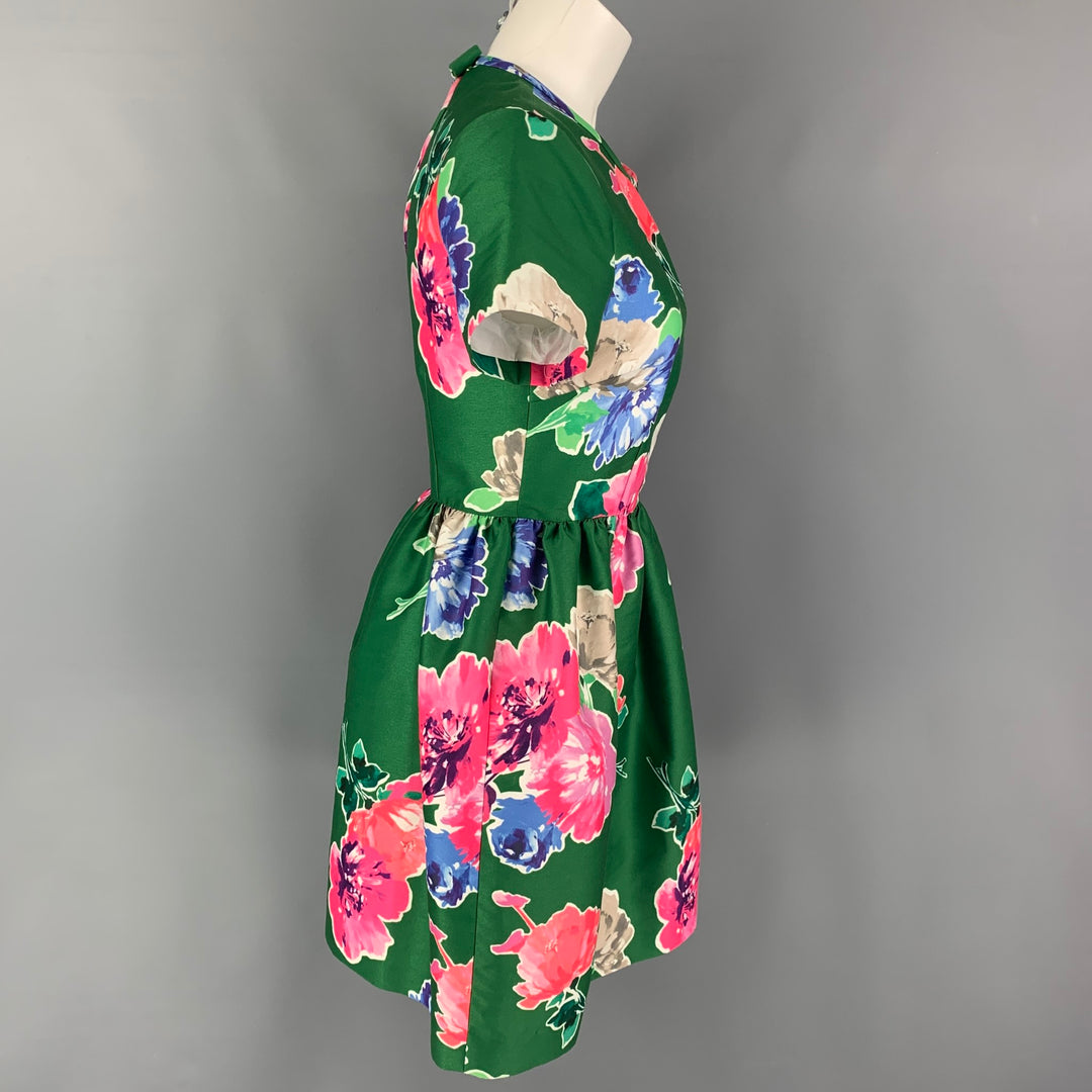 KATE SPADE Size 6 Green Pink Polyester Floral A-Line Dress Sui Generis Designer Consignment KATE SPADE Size 6 Green Pink Polyester Floral A-Line Dress Sui Generis Designer Consignment