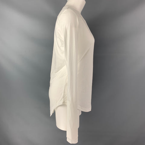 ANN DEMEULEMEESTER Size 2 White Cotton Solid Long Sleeve T-Shirt