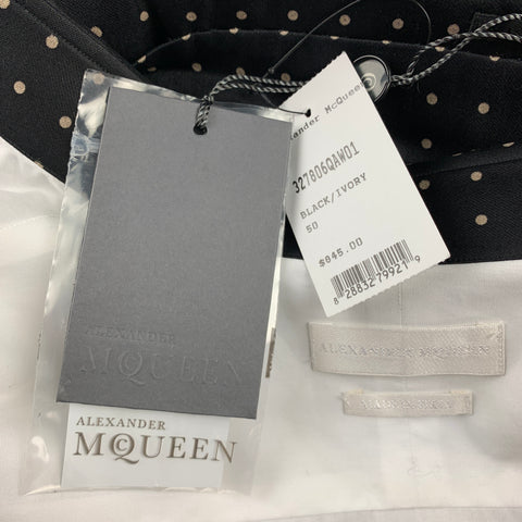 ALEXANDER MCQUEEN Size M White & Black Dots Cotton / Silk Long Sleeve Shirt