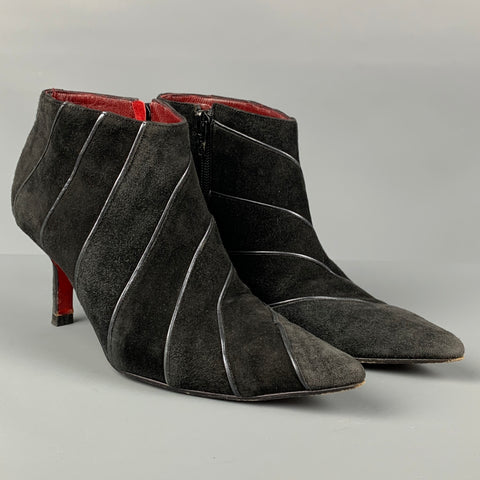 CHRISTIAN LOUBOUTIN Talla 6 Botas a rayas de ante negro