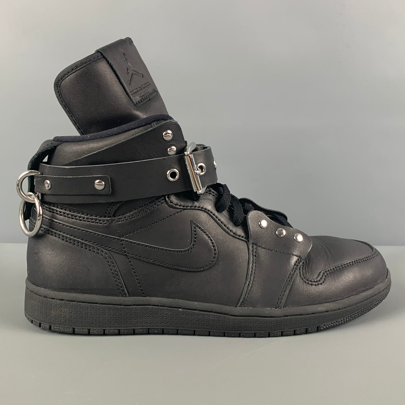 COMME des GARCONS x AJ1 FW19 Bondage Size 10 Black Leather High