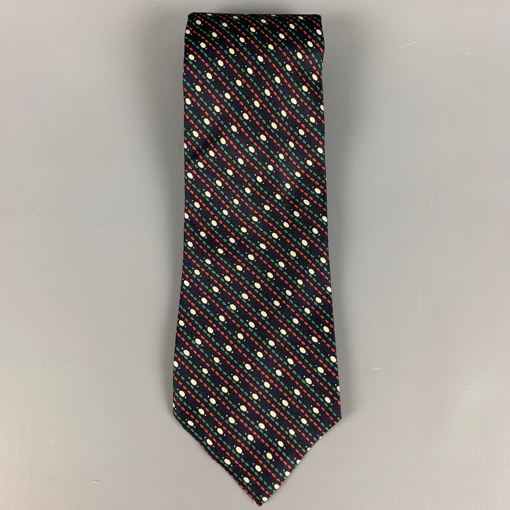 YVES SAINT LAURENT Cravate en soie à pois multicolores marine