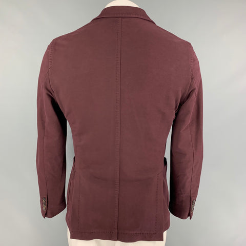 CIRCOLO Size 42 Eggplant Cotton Notch Lapel Sport Coat