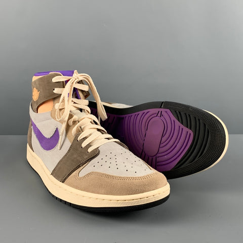 NIKE Size 12 White Multi-Color Color Block Suede High Top Sneakers