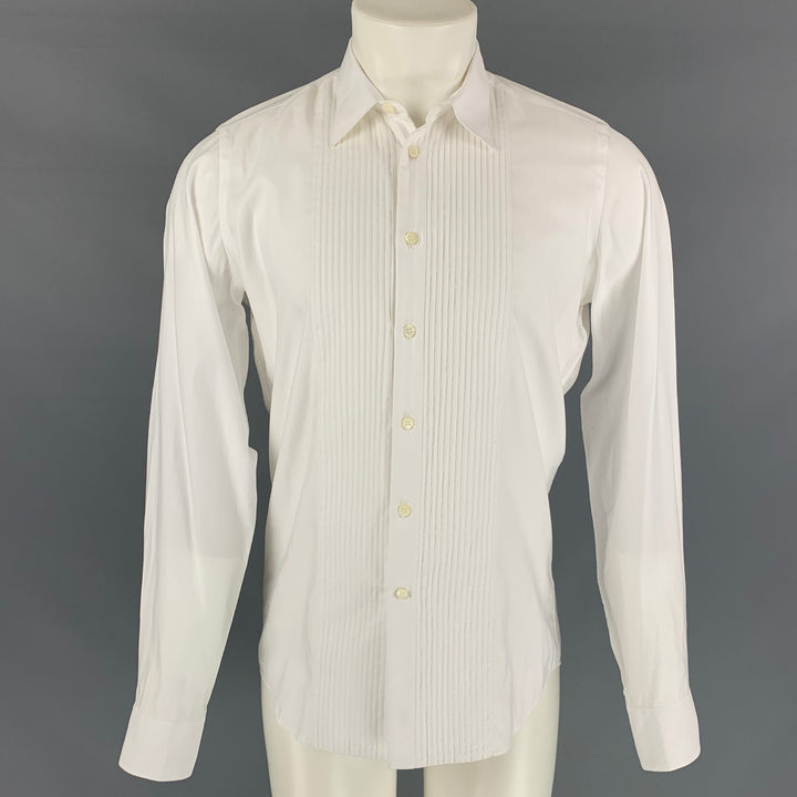 ETRO Camisa de manga larga de esmoquin de algodón blanco talla S