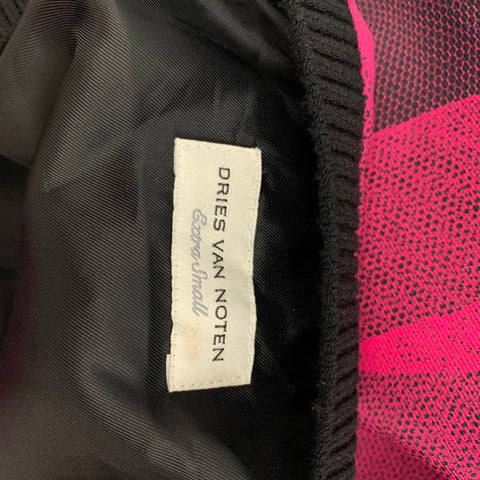 DRIES VAN NOTEN Size XS Pink Black Abstract Nylon Oversized T-shirt