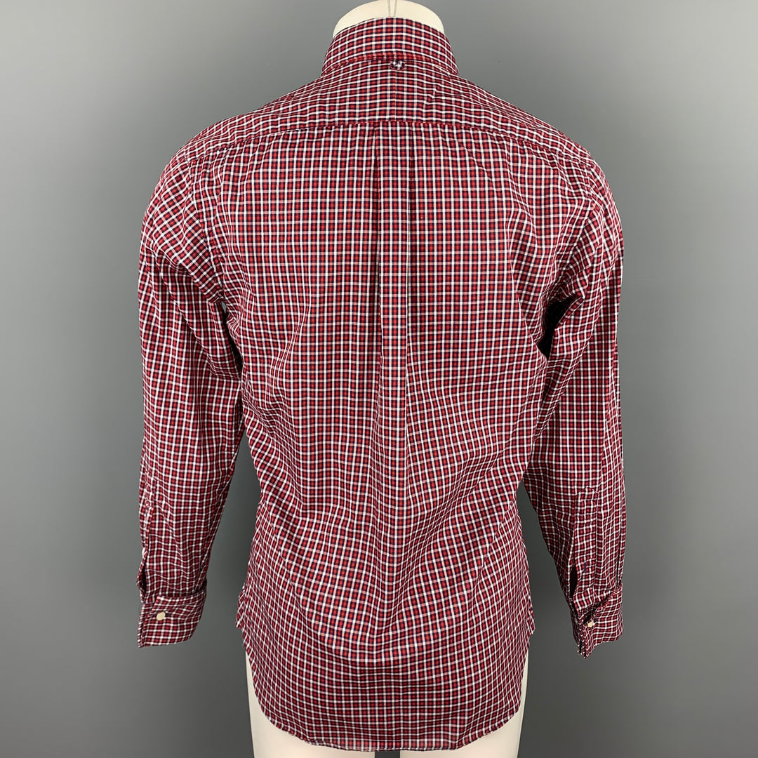 BLACK FLEECE Size S Red & Black Checkered Cotton Button Down French Cuffs Long Sleeve Shirt