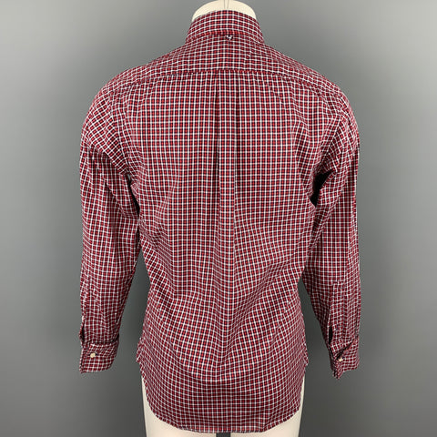 BLACK FLEECE Size S Red & Black Checkered Cotton Button Down French Cuffs Long Sleeve Shirt