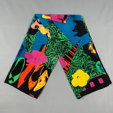 LOUIS FERAUD x ANDY WARHOL Black Multi-Color Print Not Scarf